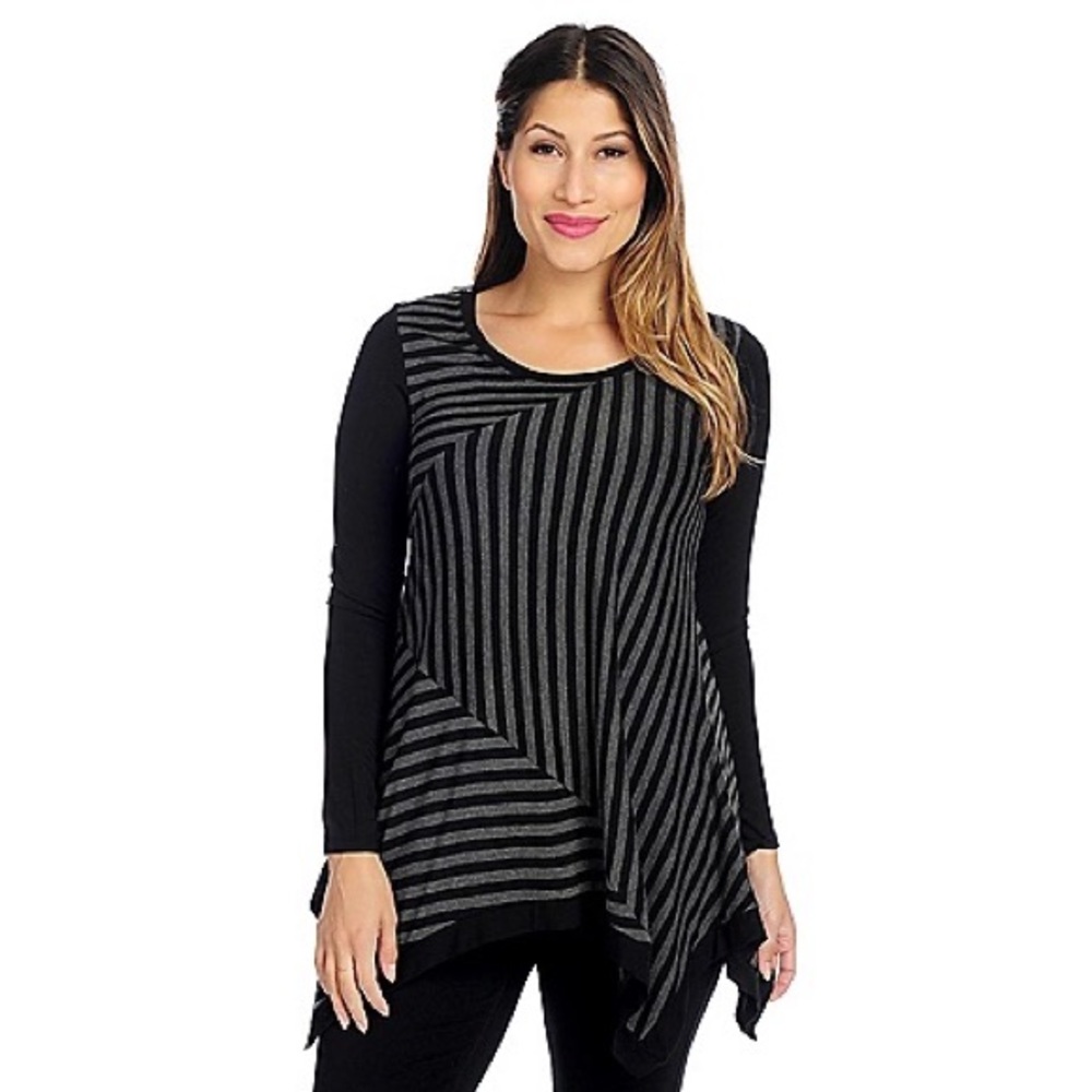 'Kate & Mallory' Striped Sharkbite Tunic (Plus)